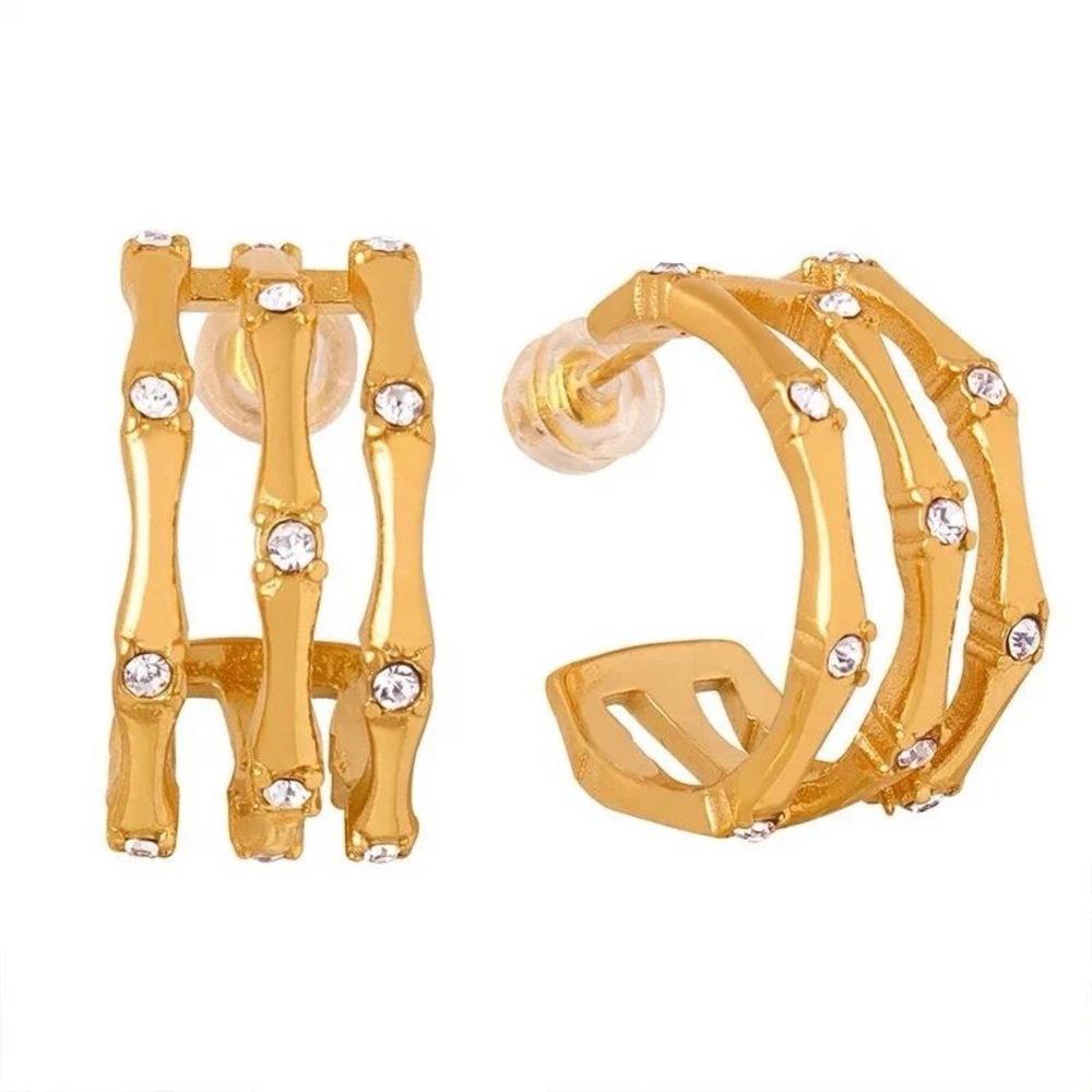 Chic Gold Crystal Hoop Earrings